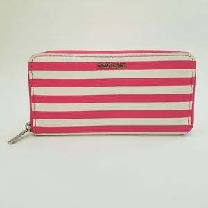 Olivia and Joy pink and white zip around wallet